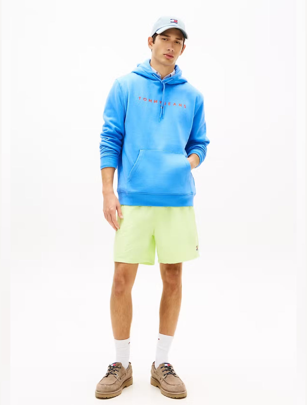 Tommy Jeans - Linear Logo Embroidery Kangaroo Pocket Hoody - Blue