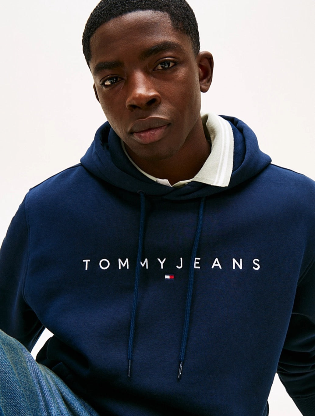 Tommy Jeans - Linear Logo Embroidery Kangaroo Pocket Hoody - Navy
