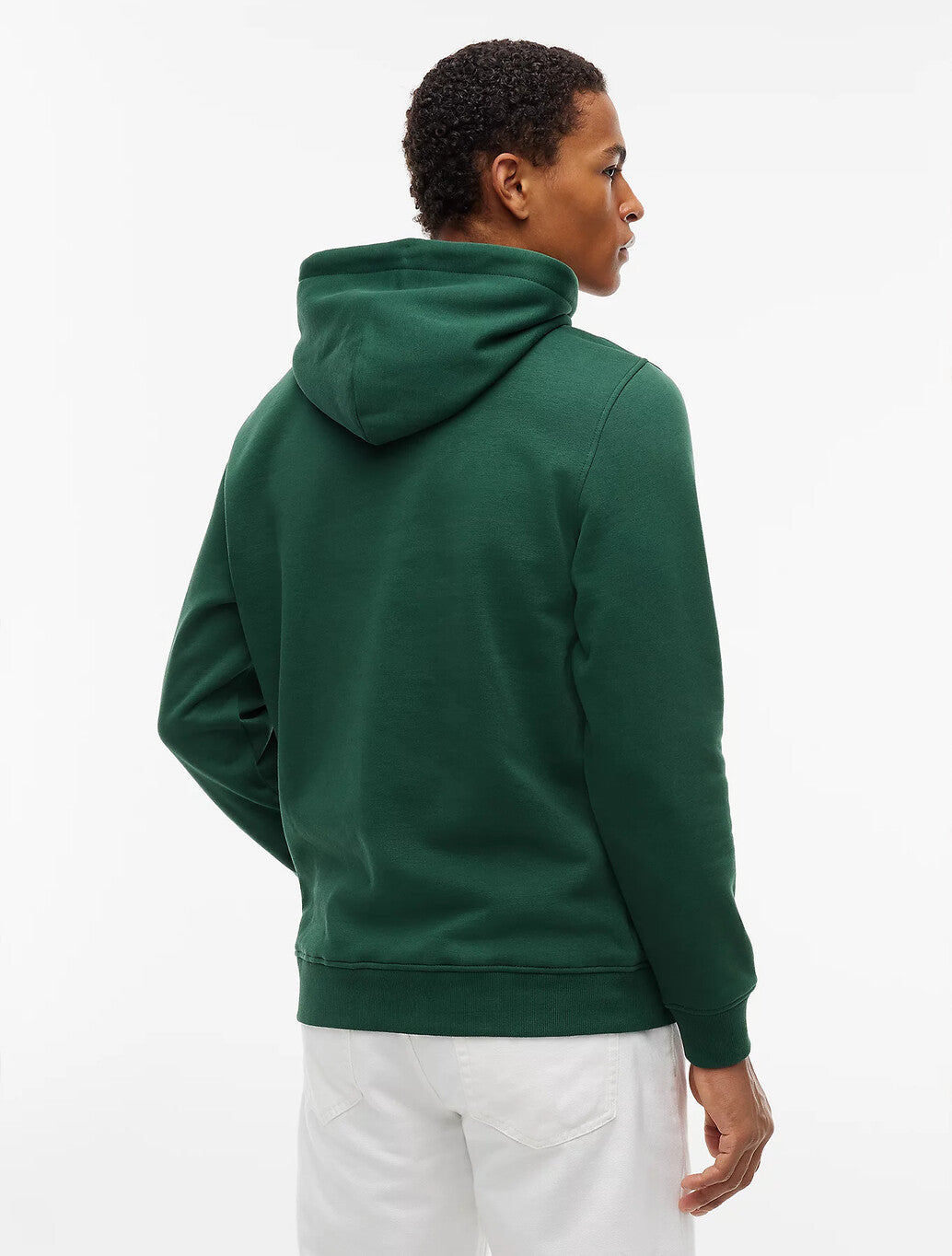 Tommy Jeans Linear Logo Fleece Drawstring Hoody in Velvet Green