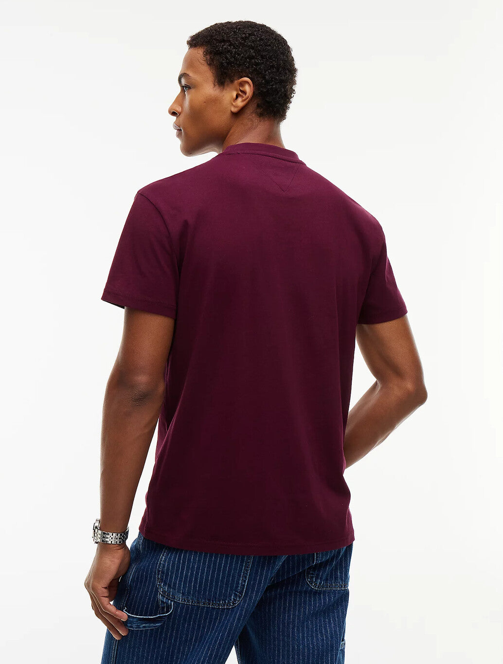 Tommy Jeans Linear Logo Jersey T-Shirt in Burgundy
