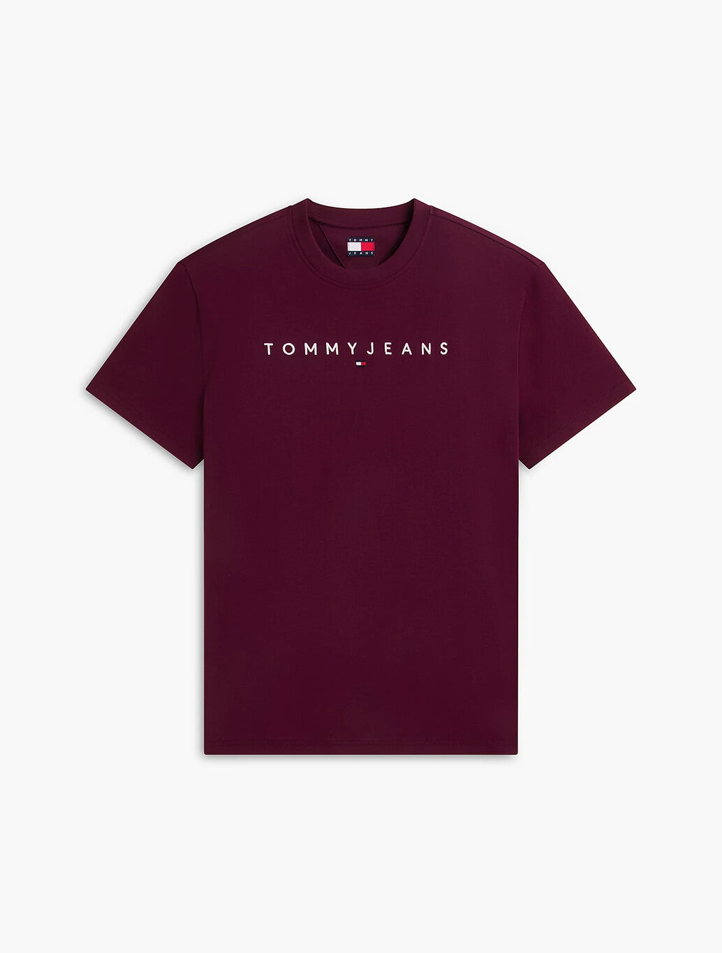 Tommy Jeans Linear Logo Jersey T-Shirt in Burgundy