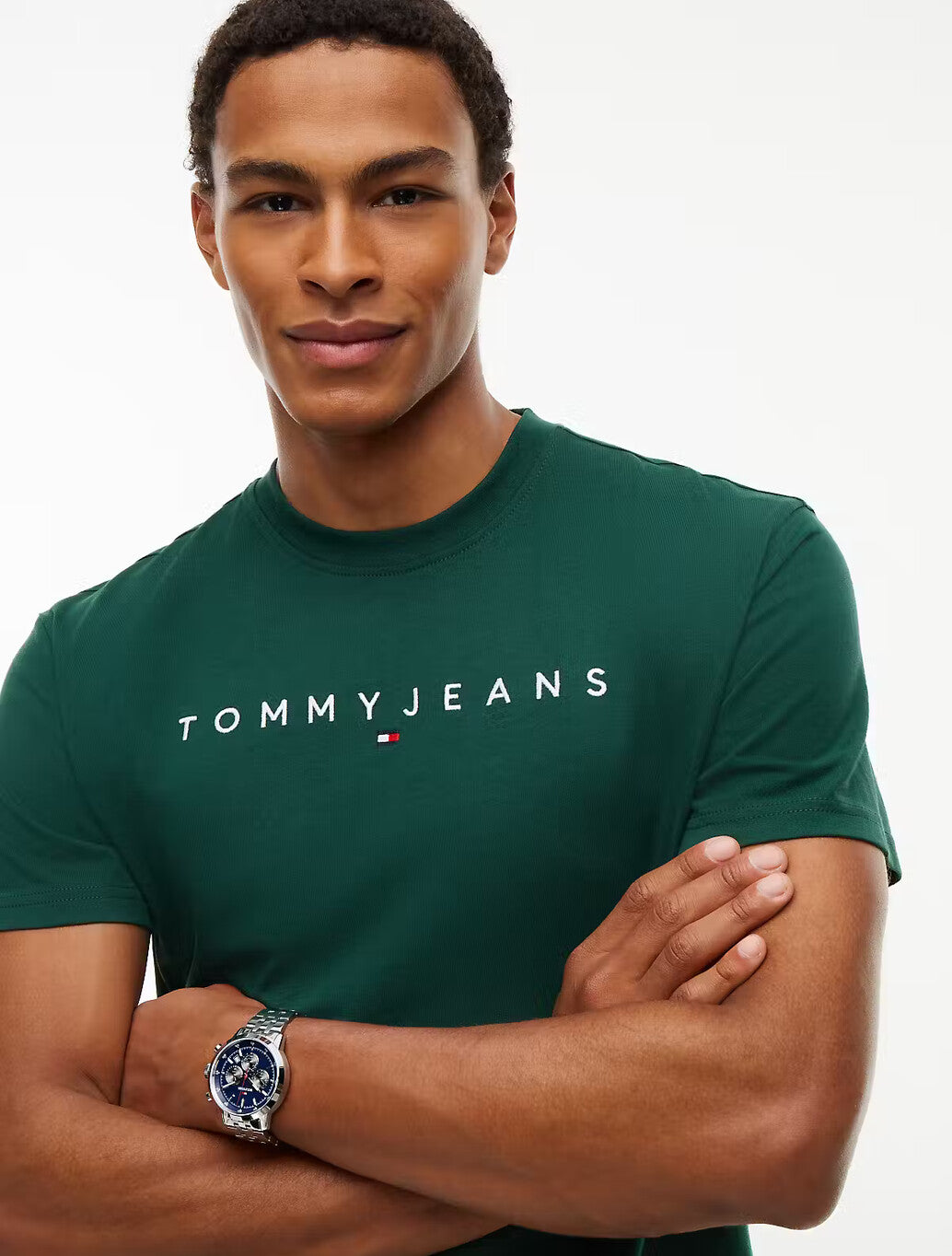 Tommy Jeans Linear Logo Jersey T-Shirt in Green