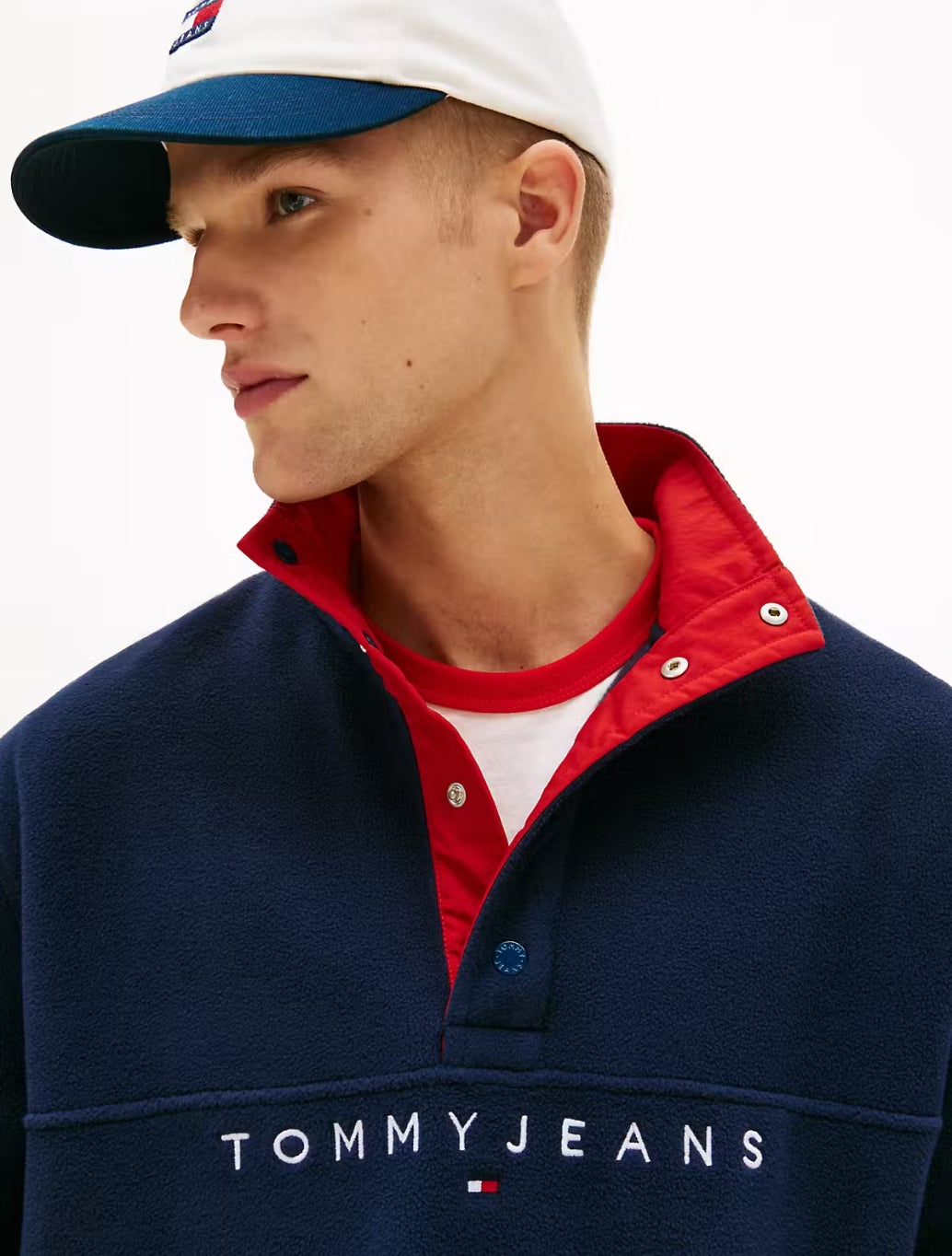 Tommy Jeans Linear Logo Mock Zip Fleece - Navy
