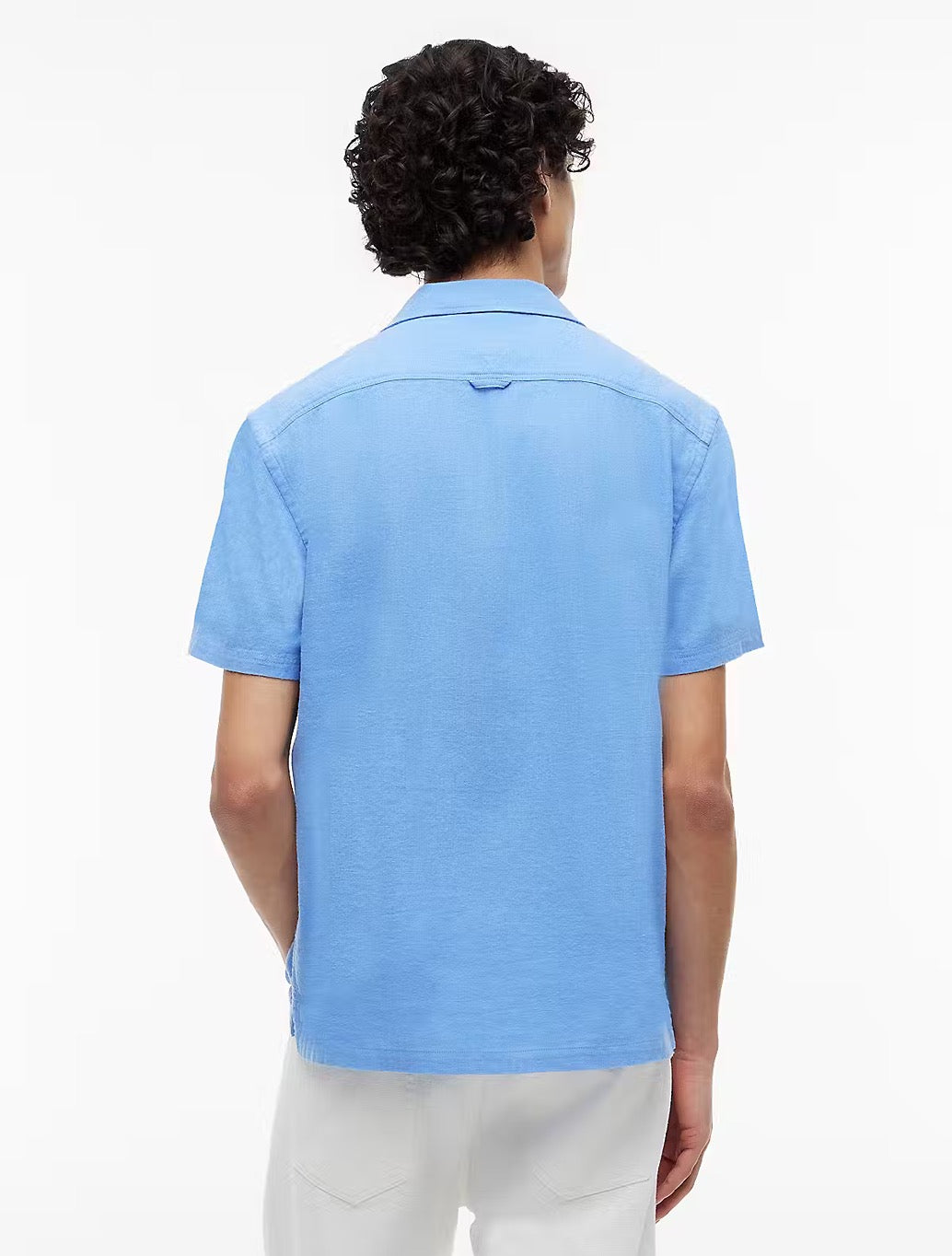 Tommy Jeans Linen Blend Short Sleeve Shirt in Blue