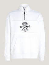 Tommy Jeans - Logo Relaxed Fit Half-Zip Sweatshirt - White