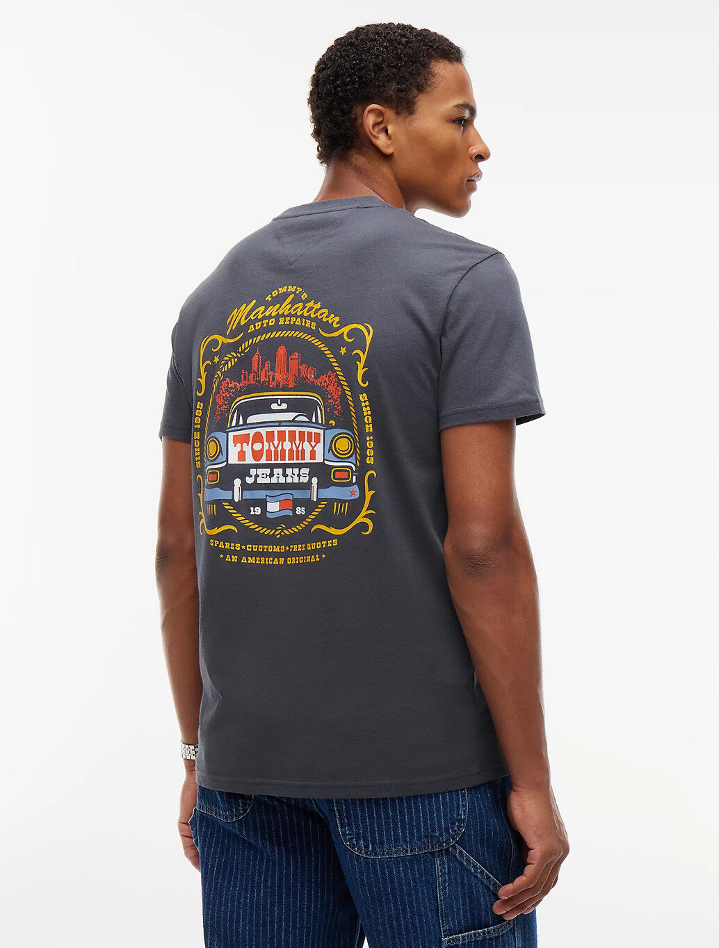 Tommy Jeans Manhattan Transit Back Print T-Shirt in Charcoal