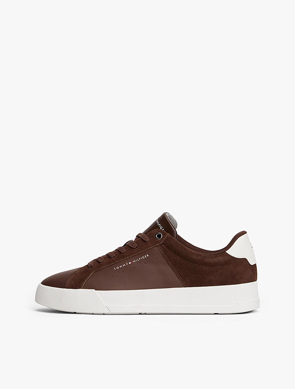 Tommy Jeans - Mixed Texture Leather Court Trainers - Brown