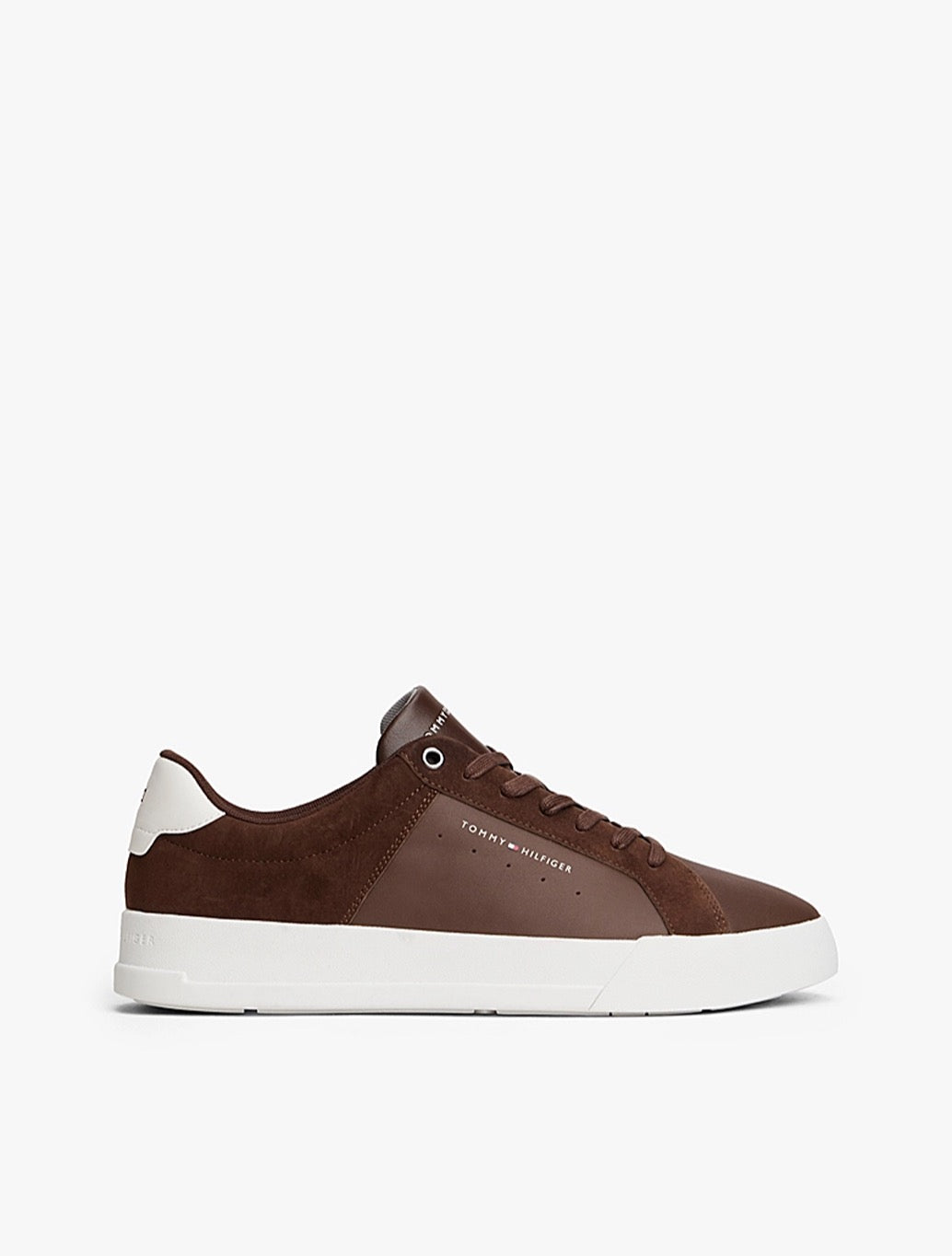 Tommy Jeans - Mixed Texture Leather Court Trainers - Brown