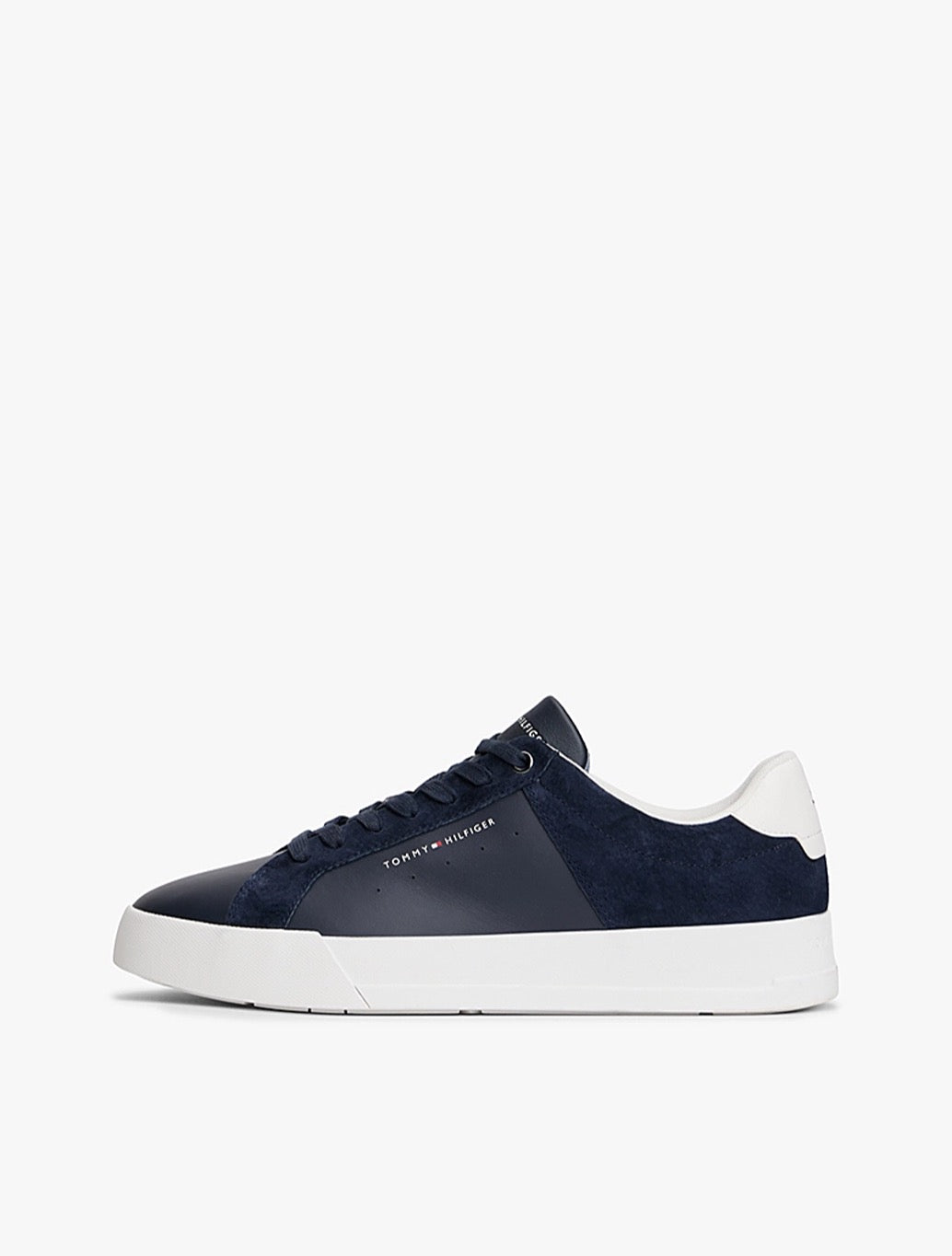 Tommy Jeans - Mixed Texture Leather Court Trainers - Navy