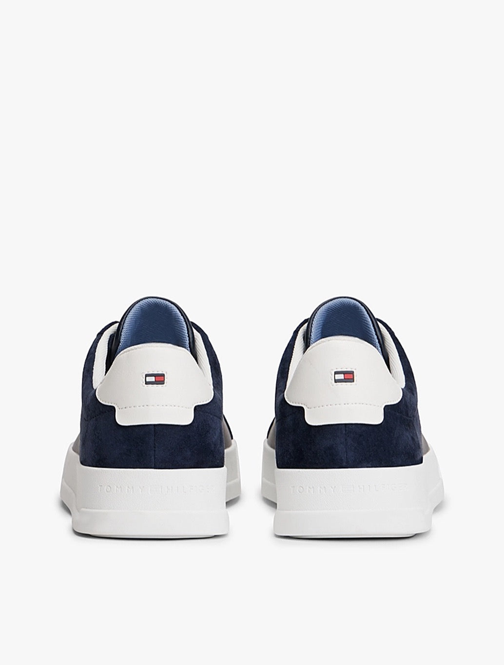 Tommy Jeans - Mixed Texture Leather Court Trainers - Navy