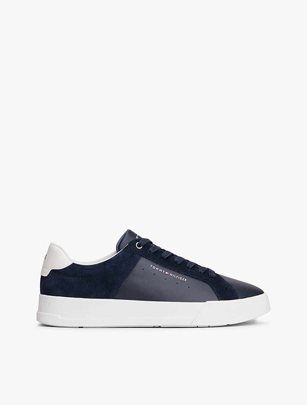 Tommy Jeans - Mixed Texture Leather Court Trainers - Navy