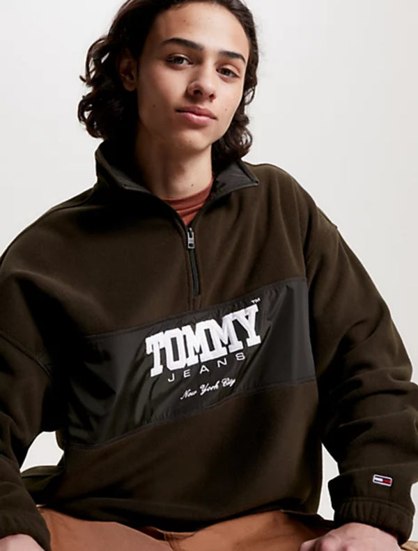 Tommy Jeans - Oversized Polar Fleece Half-Zip Sweatshirt - Dark Green