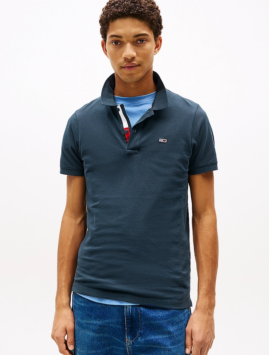 Tommy Jeans - Pure Cotton Slim Fit Polo Shirt - Navy