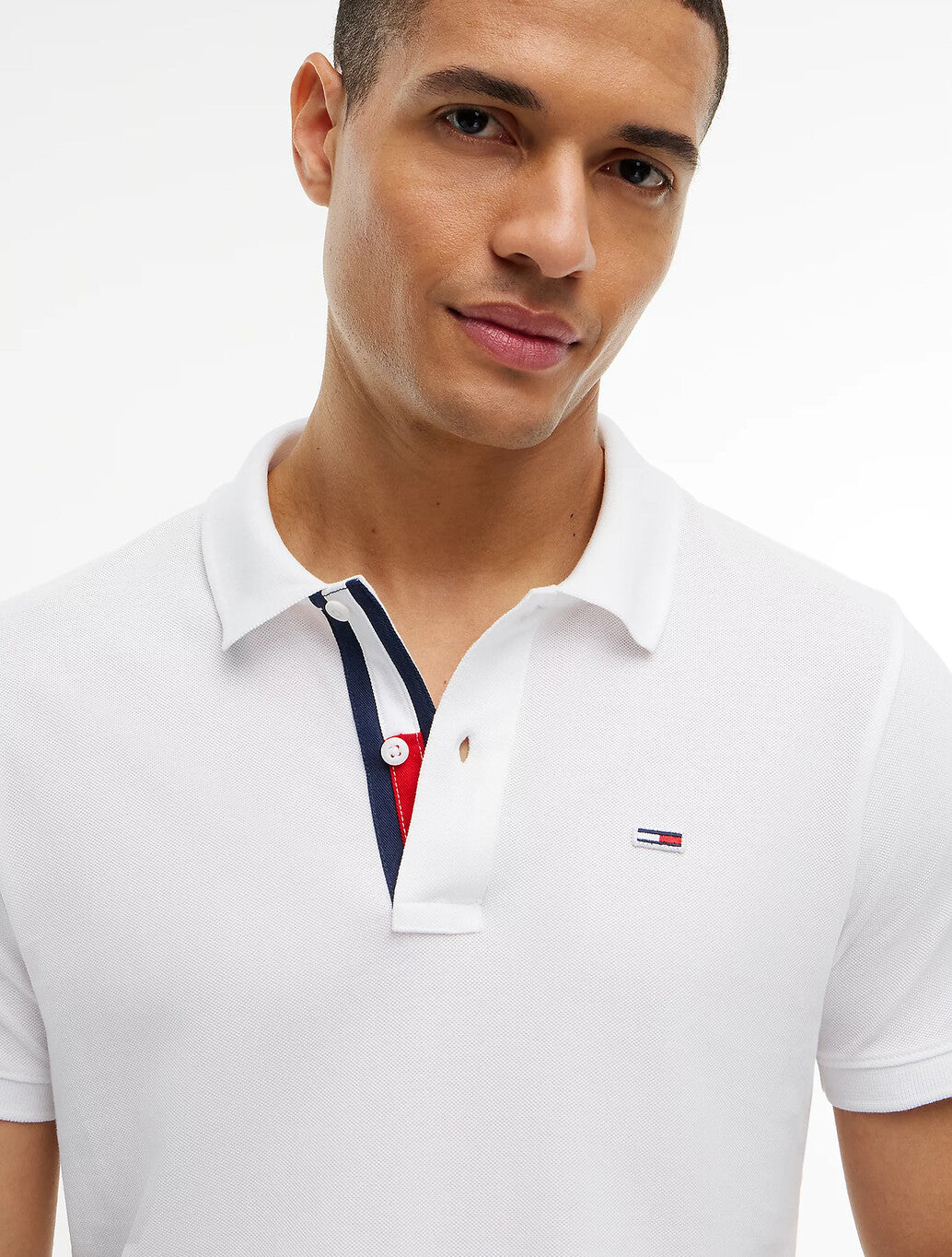 Tommy Jeans  Pure Cotton Slim Fit Polo Shirt in White