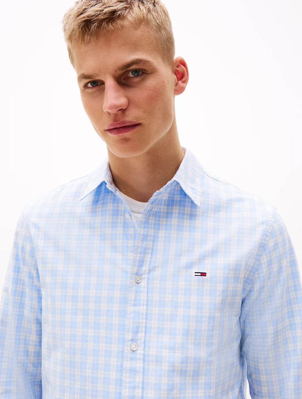 Tommy Jeans - Regular Fit Check Shirt - Light Blue Check
