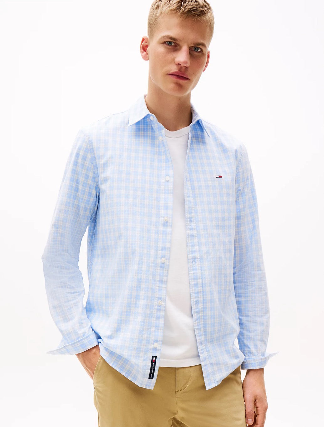 Tommy Jeans - Regular Fit Check Shirt - Light Blue Check
