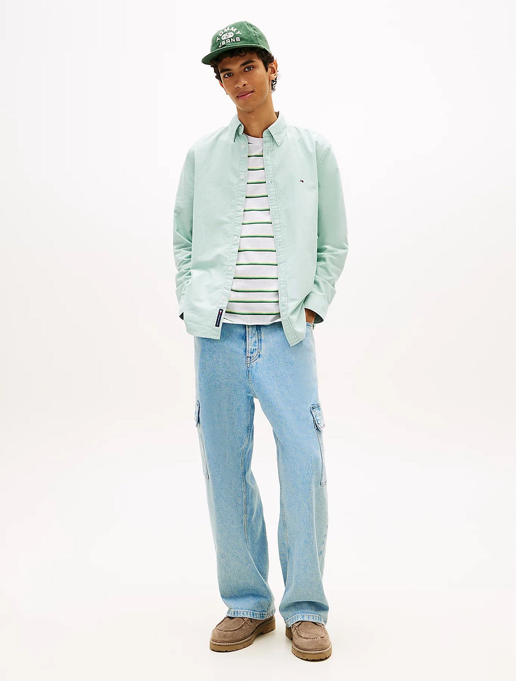 Tommy Jeans - Regular Fit Flag Embroidery Oxford Shirt - Mint Green