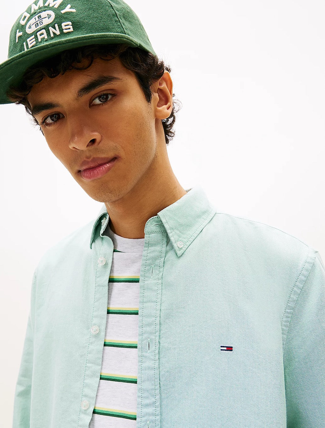 Tommy Jeans - Regular Fit Flag Embroidery Oxford Shirt - Mint Green