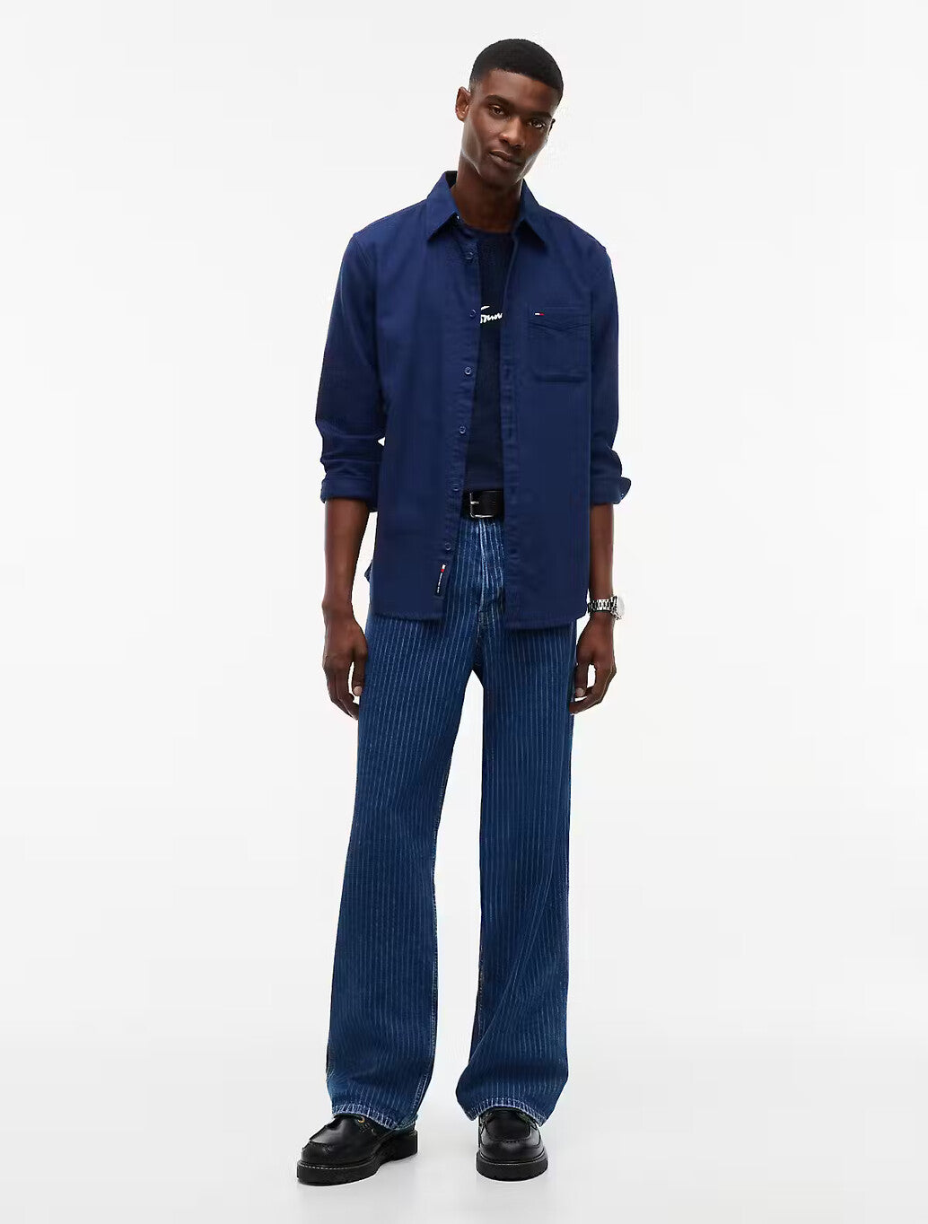 Tommy Jeans Regular Fit Flannel Shirt in Dark Blue