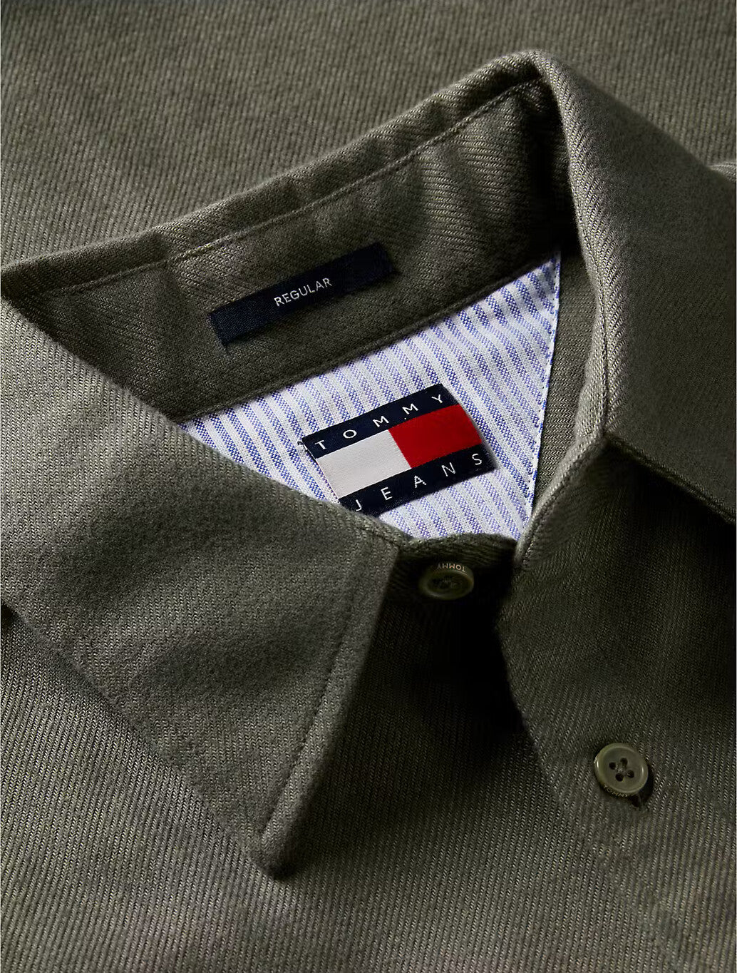Tommy Jeans Regular Fit Flannel Shirt in Khaki