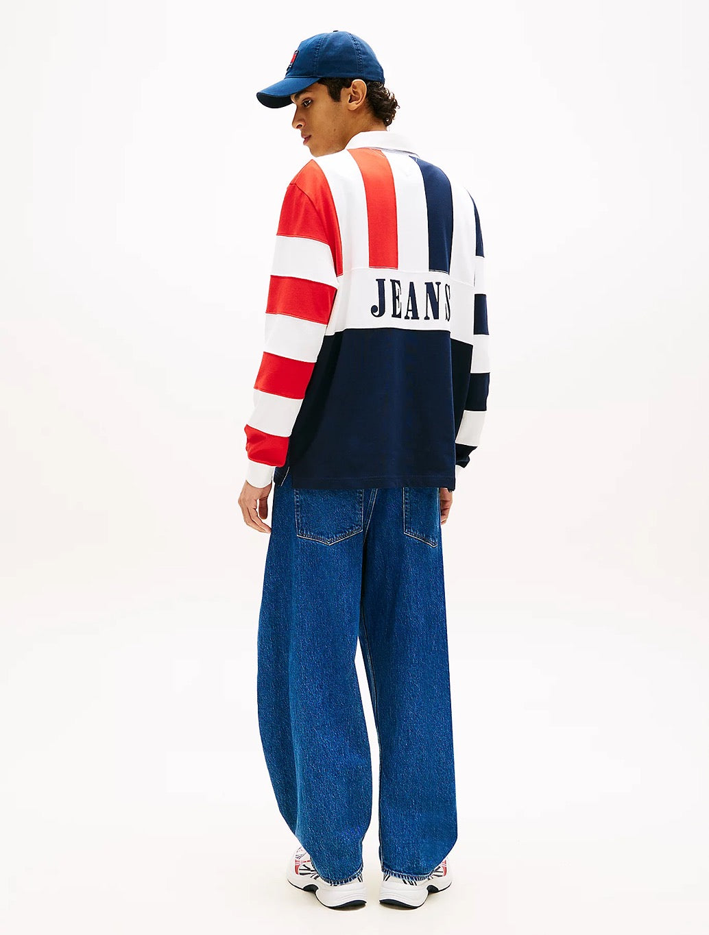 Tommy Jeans - Relaxed Fit Colour-Blocked Rugby Shirt - Navy Stripe