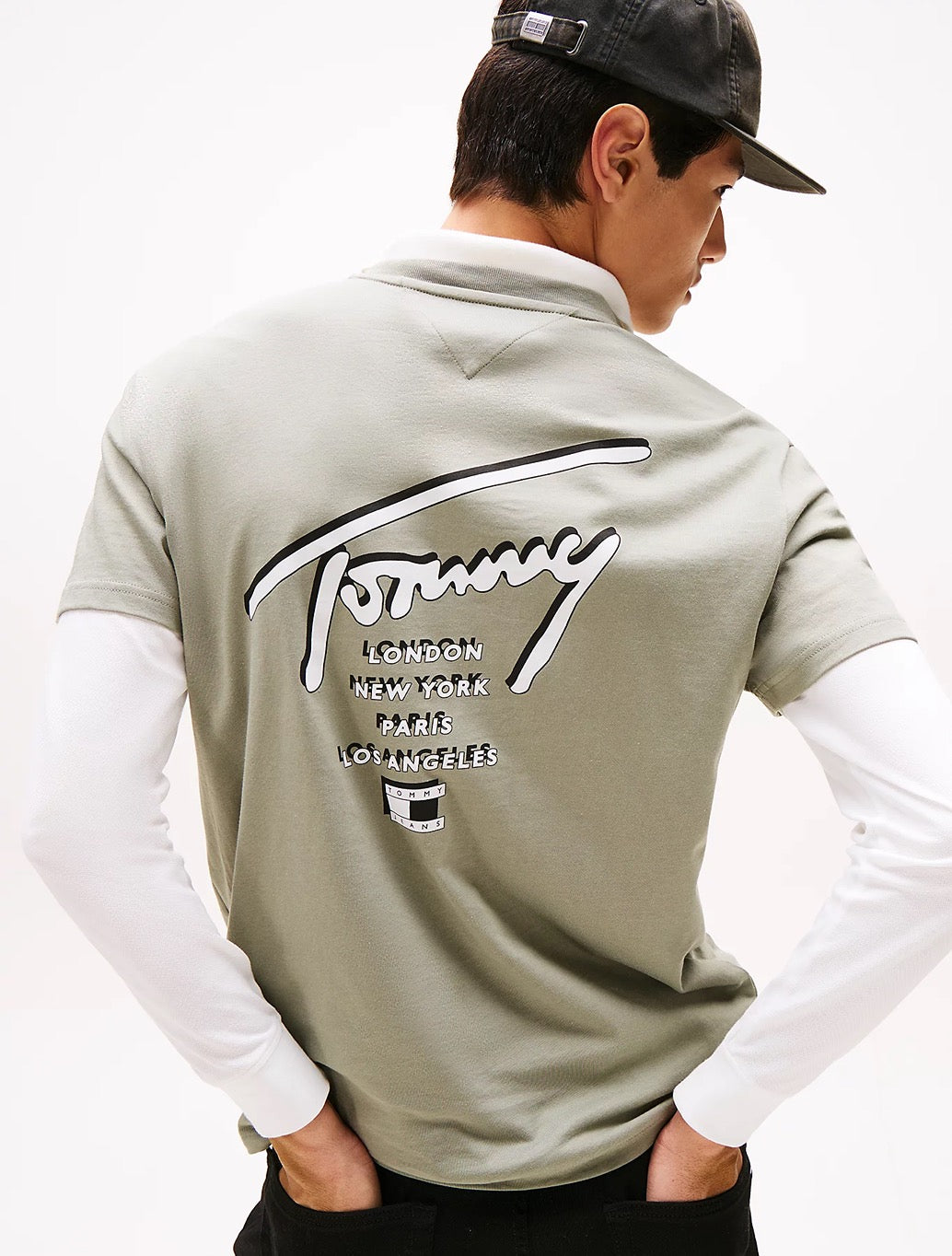 Tommy Jeans - Signature Back Logo Jersey T-Shirt - Khaki