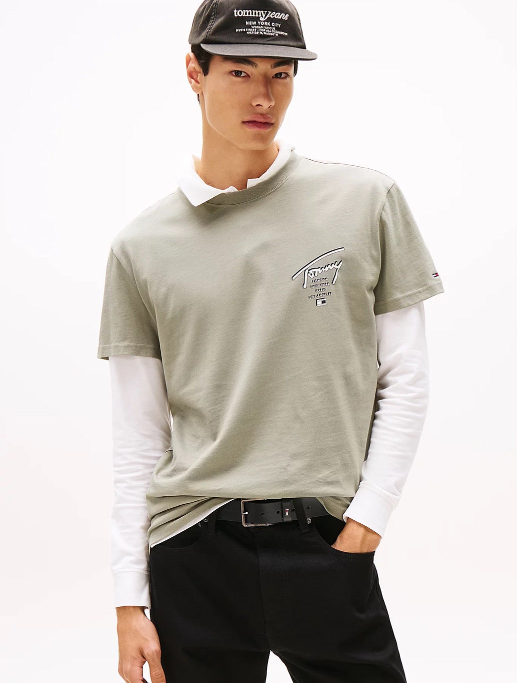 Tommy Jeans - Signature Back Logo Jersey T-Shirt - Khaki