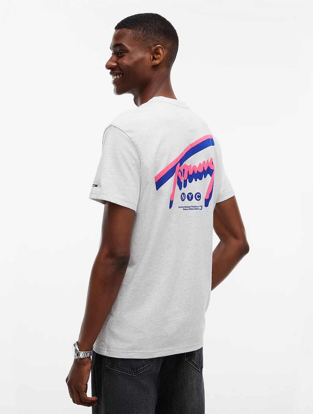 Tommy Jeans Signature Back Logo Jersey T-Shirt in Light Grey