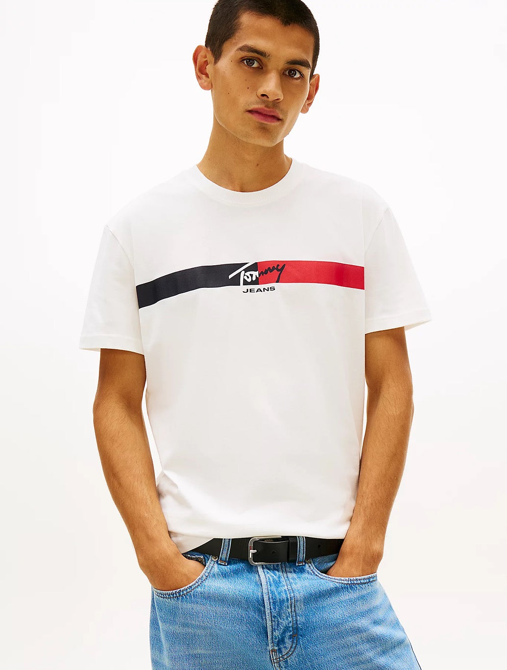 Tommy Jeans - Signature Logo Jersey T-Shirt - White