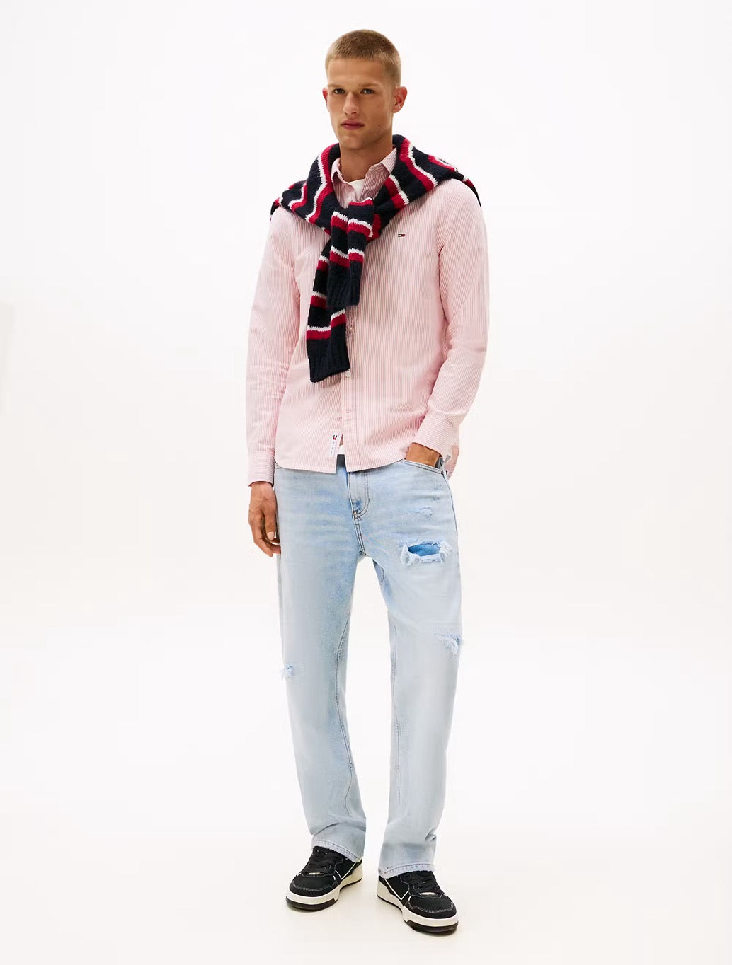 Tommy Jeans - Slim Fit Oxford Stripe Shirt - Pink
