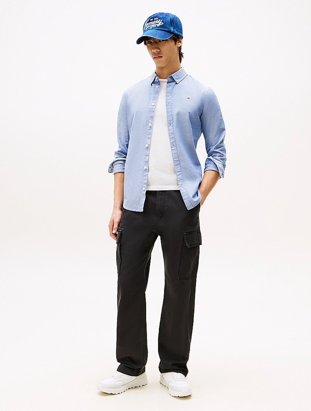 Tommy Jeans - Stretch Oxford Cotton Slim Fit Shirt - Indigo
