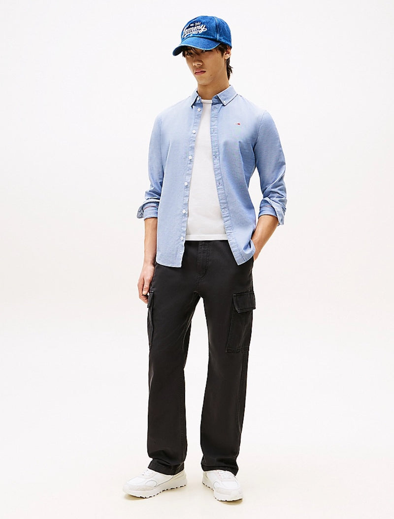 Tommy Jeans - Stretch Oxford Cotton Slim Fit Shirt - Indigo