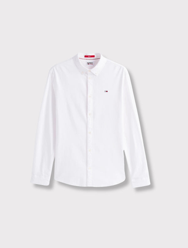 Tommy Jeans - Stretch Oxford Cotton Slim Fit Shirt - White
