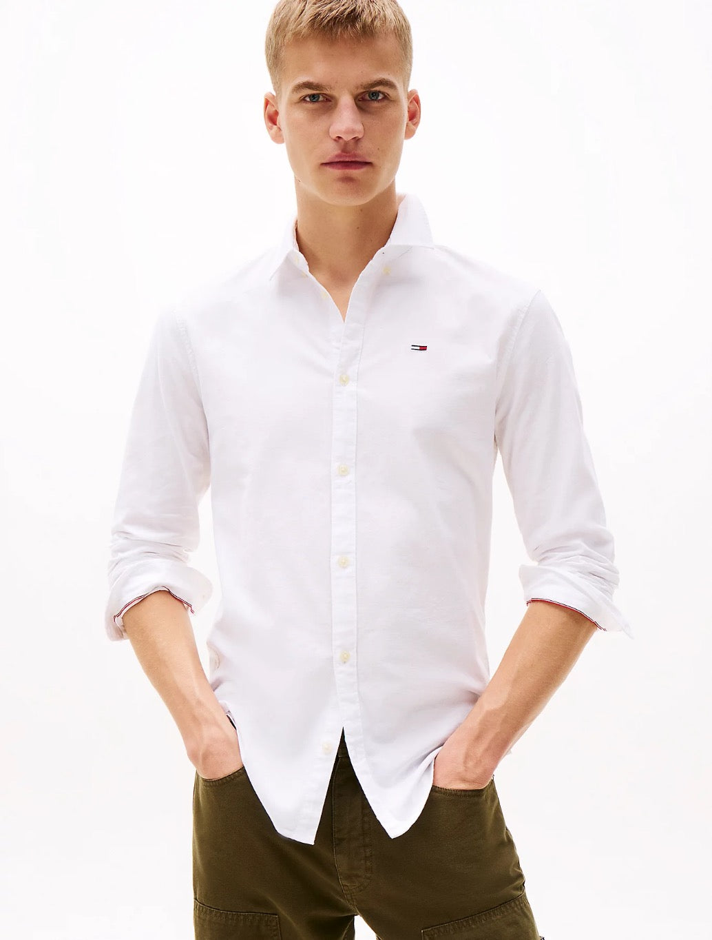Tommy Jeans - Stretch Oxford Cotton Slim Fit Shirt - White