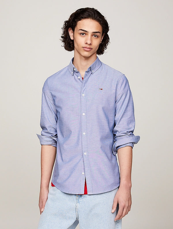 Tommy Jeans - Stretch Oxford Cotton Slim Fit Shirt - Indigo