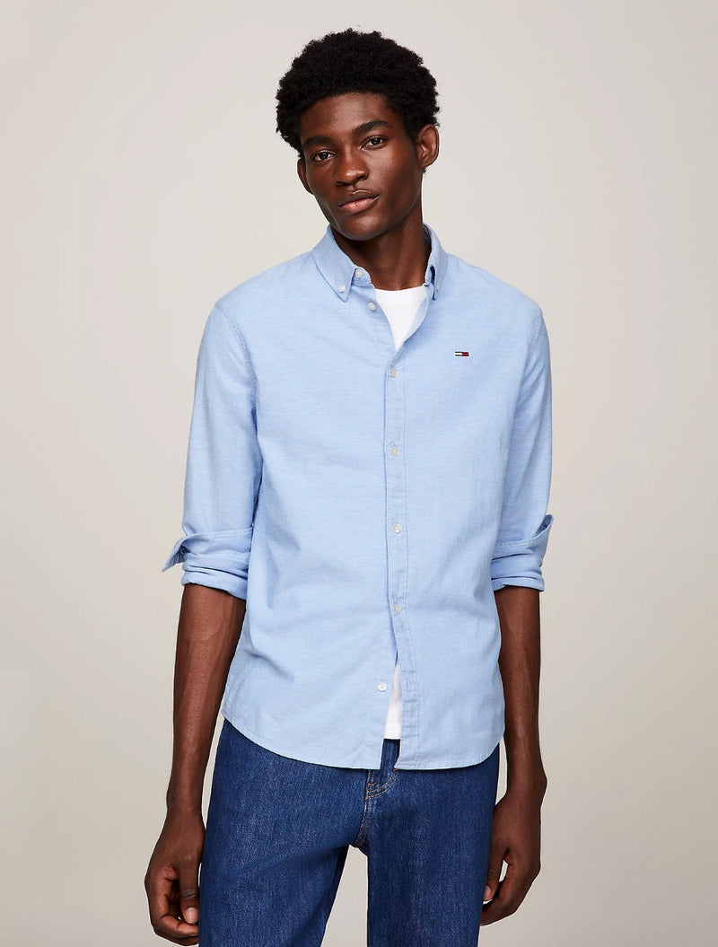 Tommy Jeans - Stretch Oxford Cotton Slim Fit Shirt - Light Blue