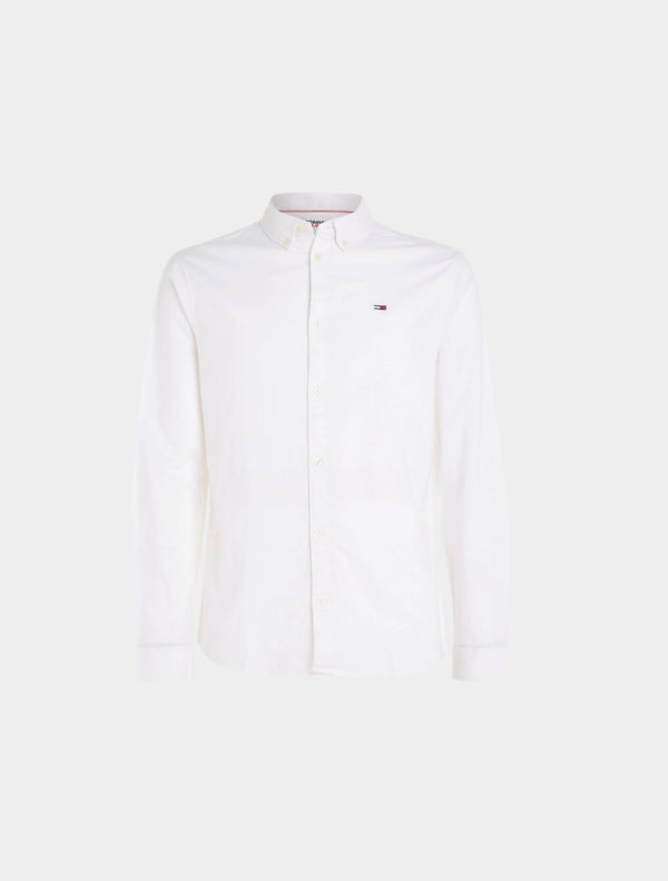 Tommy Jeans - Stretch Oxford Cotton Slim Fit Shirt - White