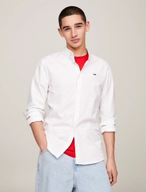 Tommy Jeans - Stretch Oxford Cotton Slim Fit Shirt - White