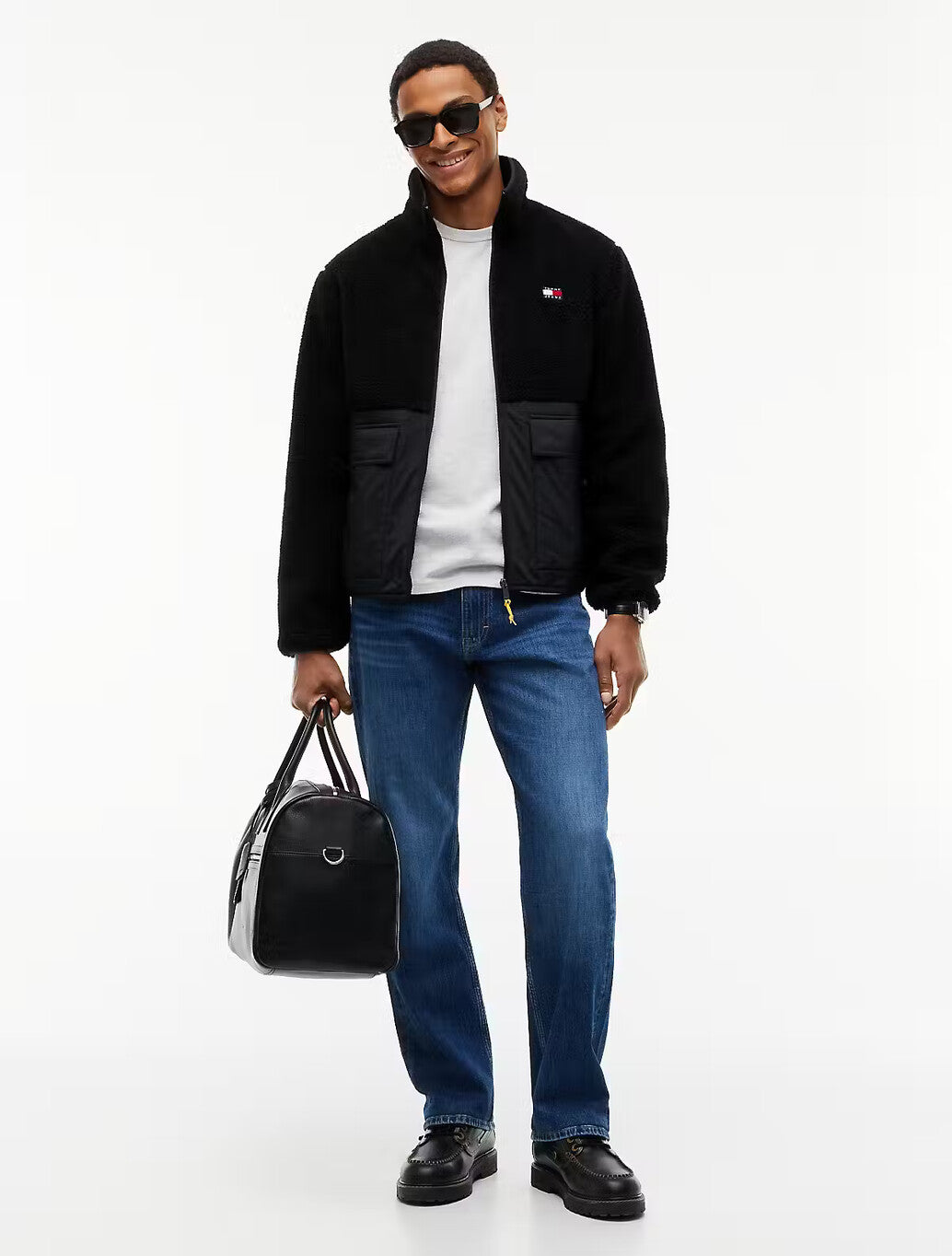 Tommy Jeans Teddy Fleece Jacket in Black