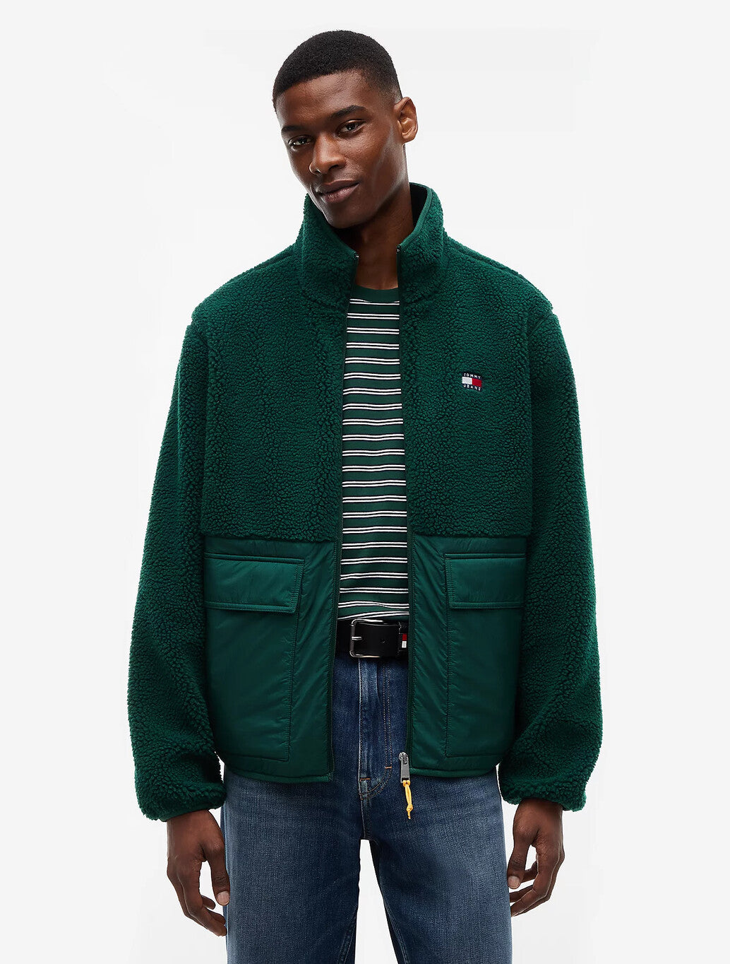 Tommy Jeans Teddy Fleece Jacket in Velvet Green