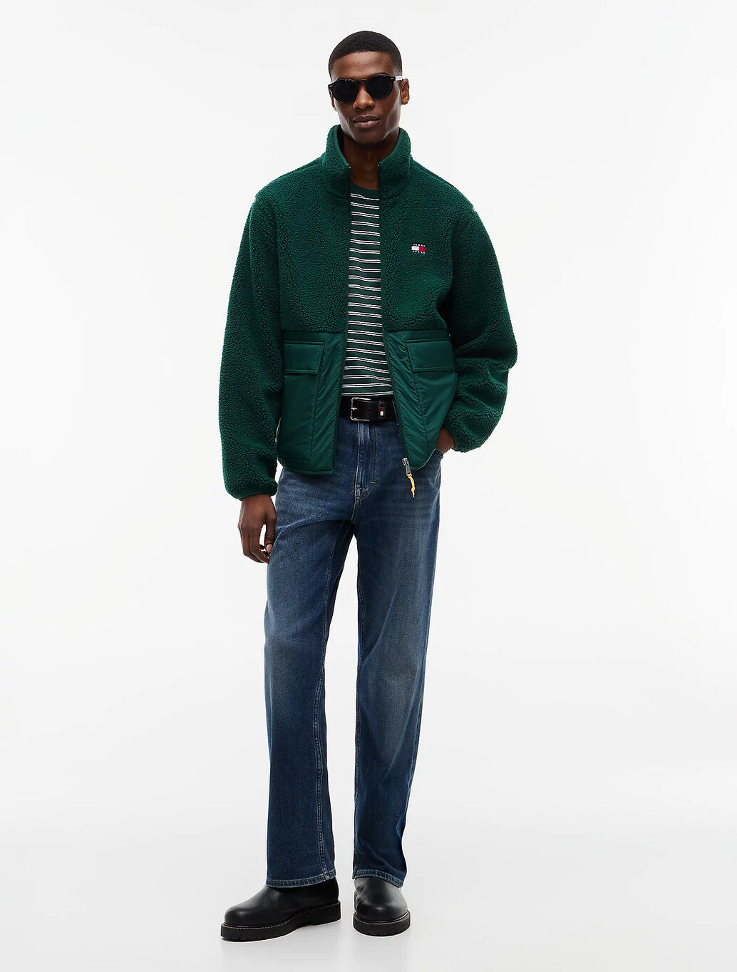 Tommy Jeans Teddy Fleece Jacket in Velvet Green