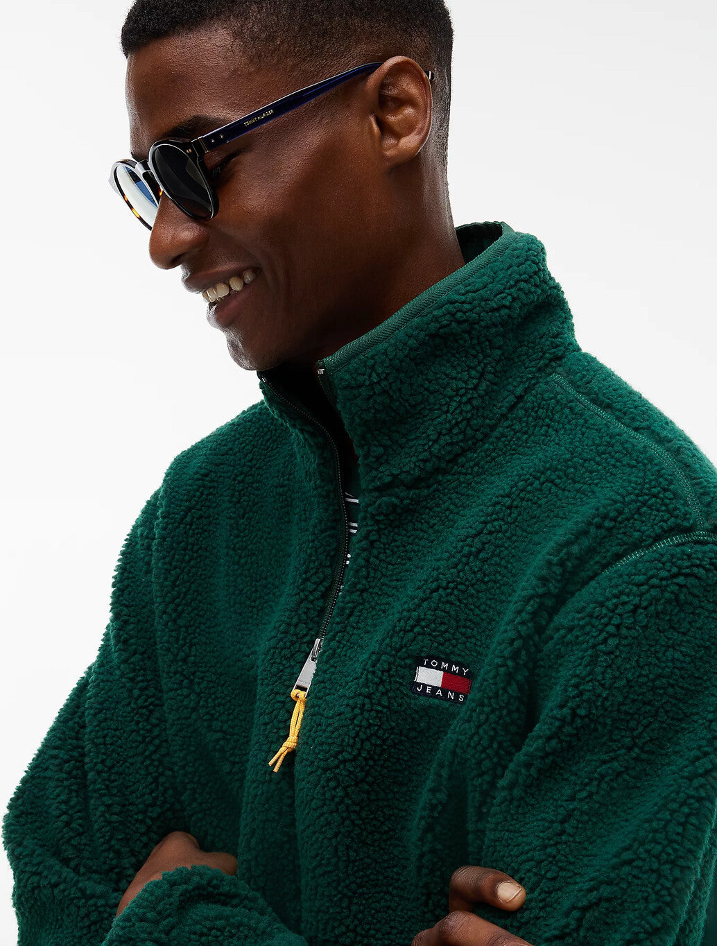 Tommy Jeans Teddy Fleece Jacket in Velvet Green