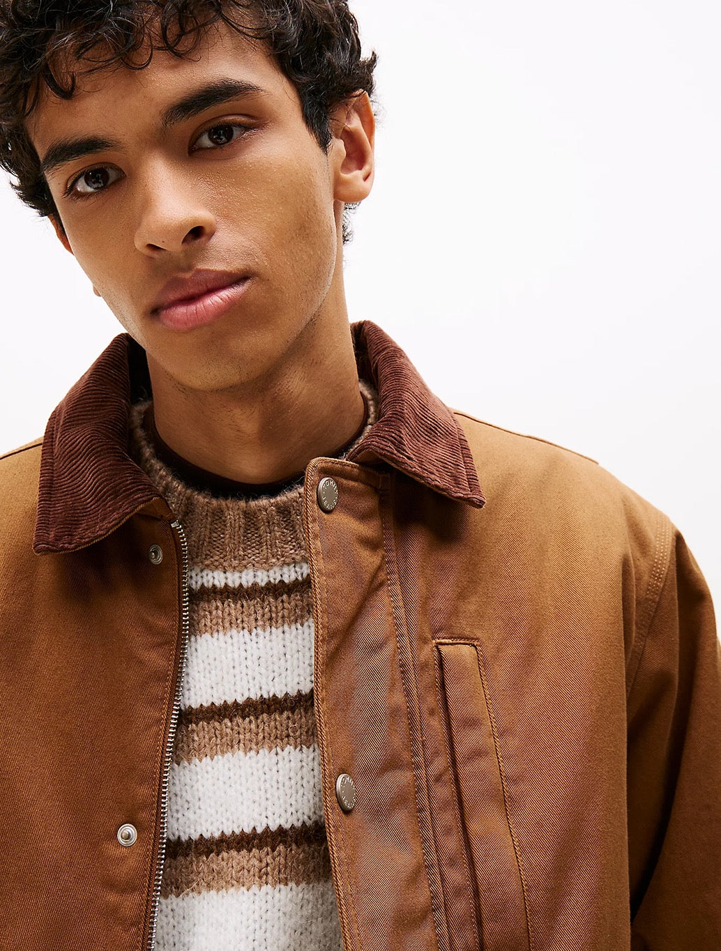Tommy Jeans - Teddy Lined Corduroy Collar Chore Jacket - Brown
