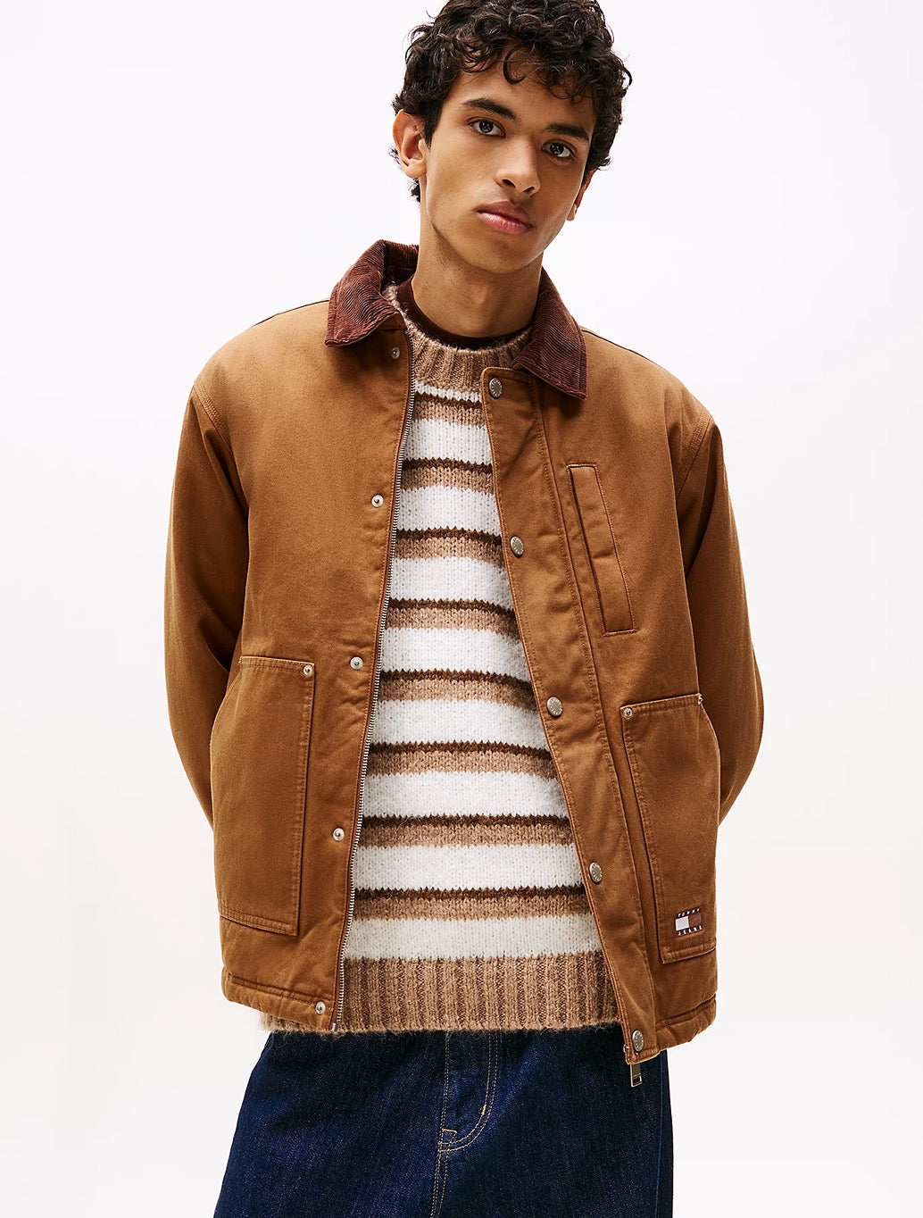 Tommy Jeans - Teddy Lined Corduroy Collar Chore Jacket - Brown