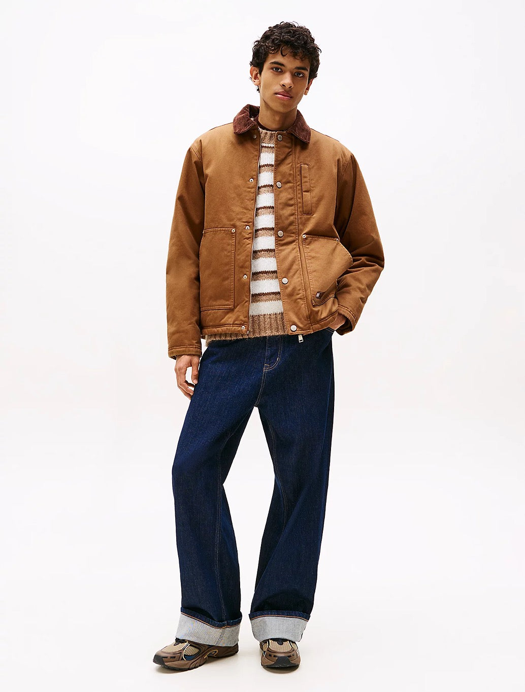 Tommy Jeans - Teddy Lined Corduroy Collar Chore Jacket - Brown