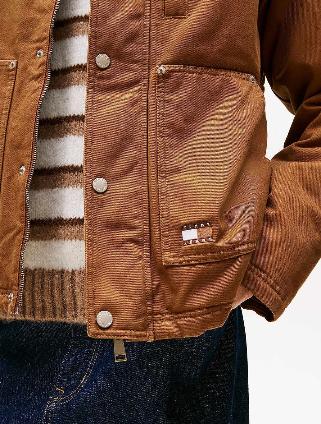 Tommy Jeans - Teddy Lined Corduroy Collar Chore Jacket - Brown