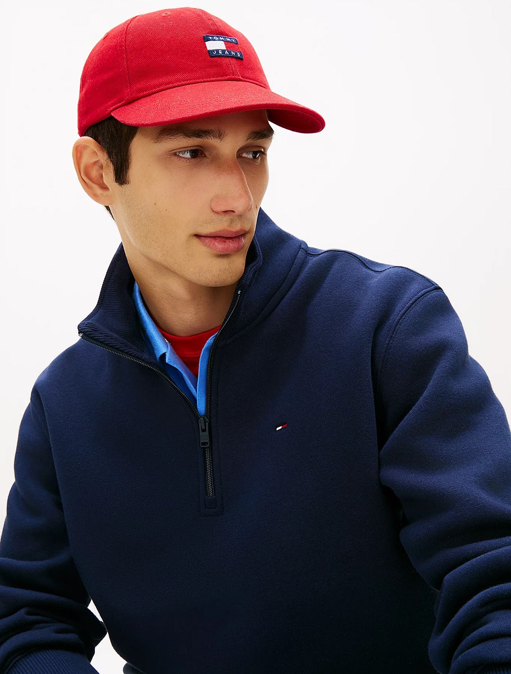 Tommy Jeans - Tommy Flag Fleece Quarter-Zip Jumper - Navy