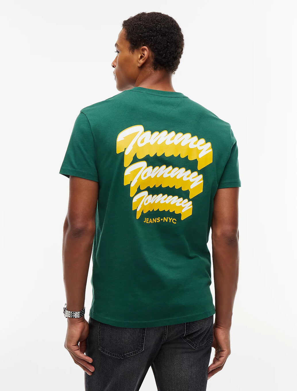 Tommy Jeans Script Back Print T-Shirt in Green