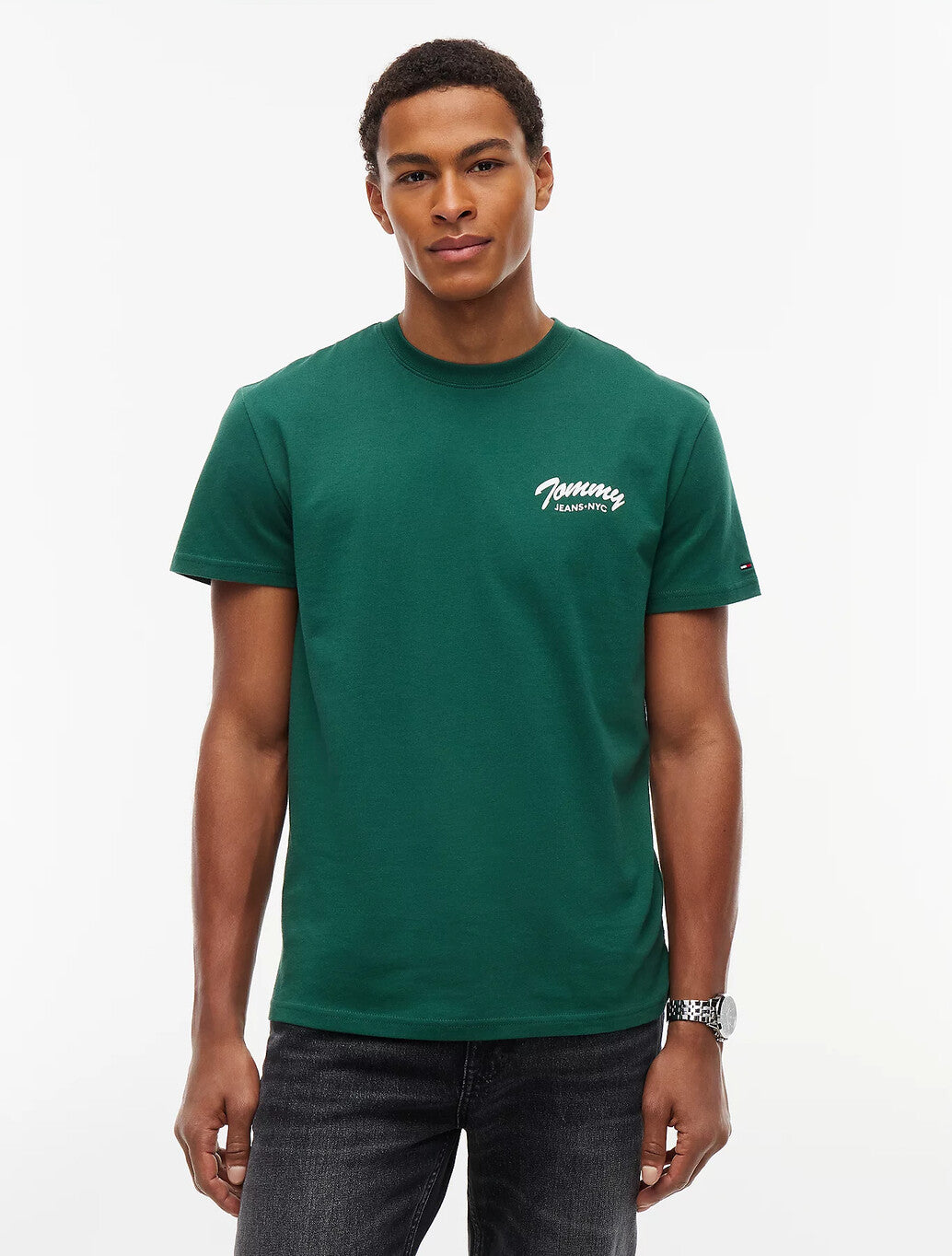 Tommy Jeans Script Back Print T-Shirt in Green
