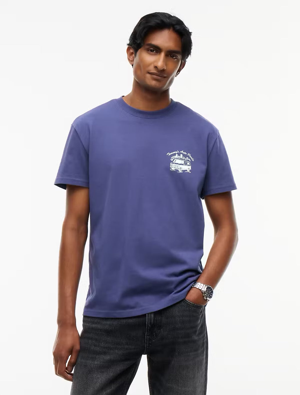 Tommy Jeans Auto Parts Back Print T-Shirt in Dark Blue